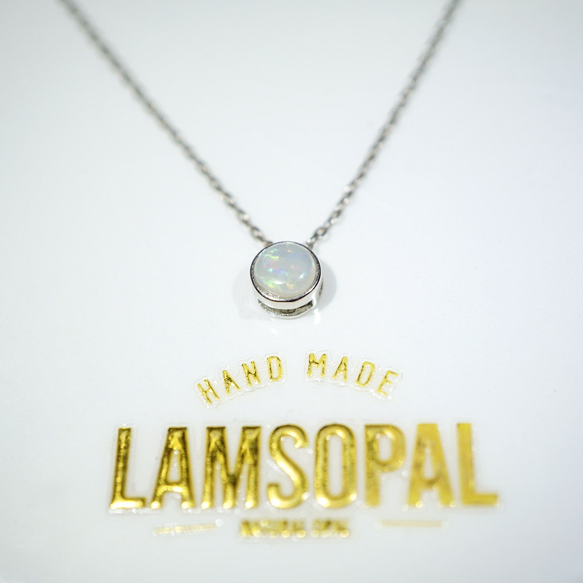 Crystal Opal Necklace with Heart Shaped Back