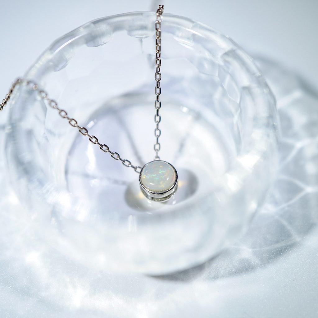 Crystal Opal Necklace with Heart Shaped Back