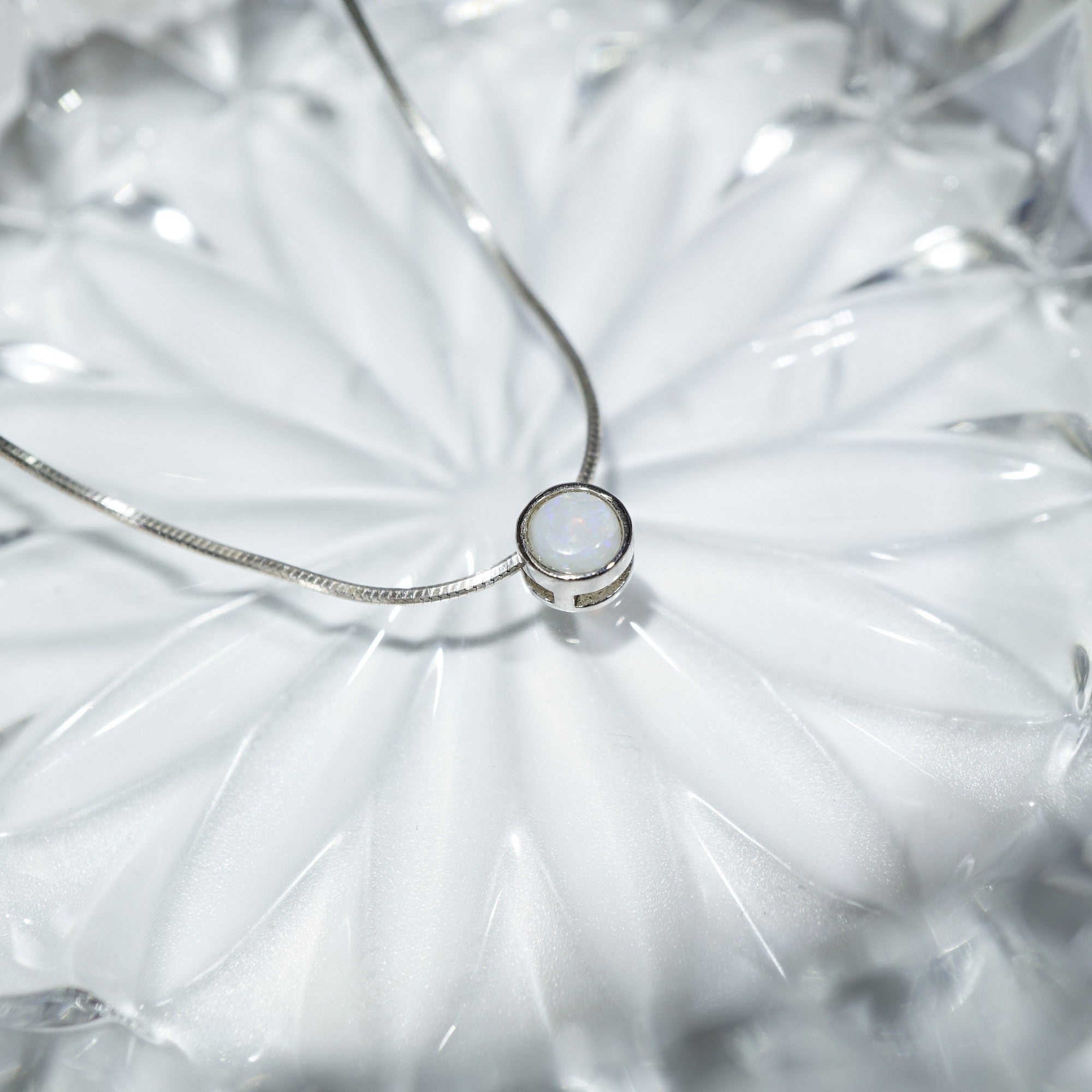 Crystal Opal Necklace with Heart Shaped Back