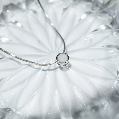 Crystal Opal Necklace with Heart Shaped Back
