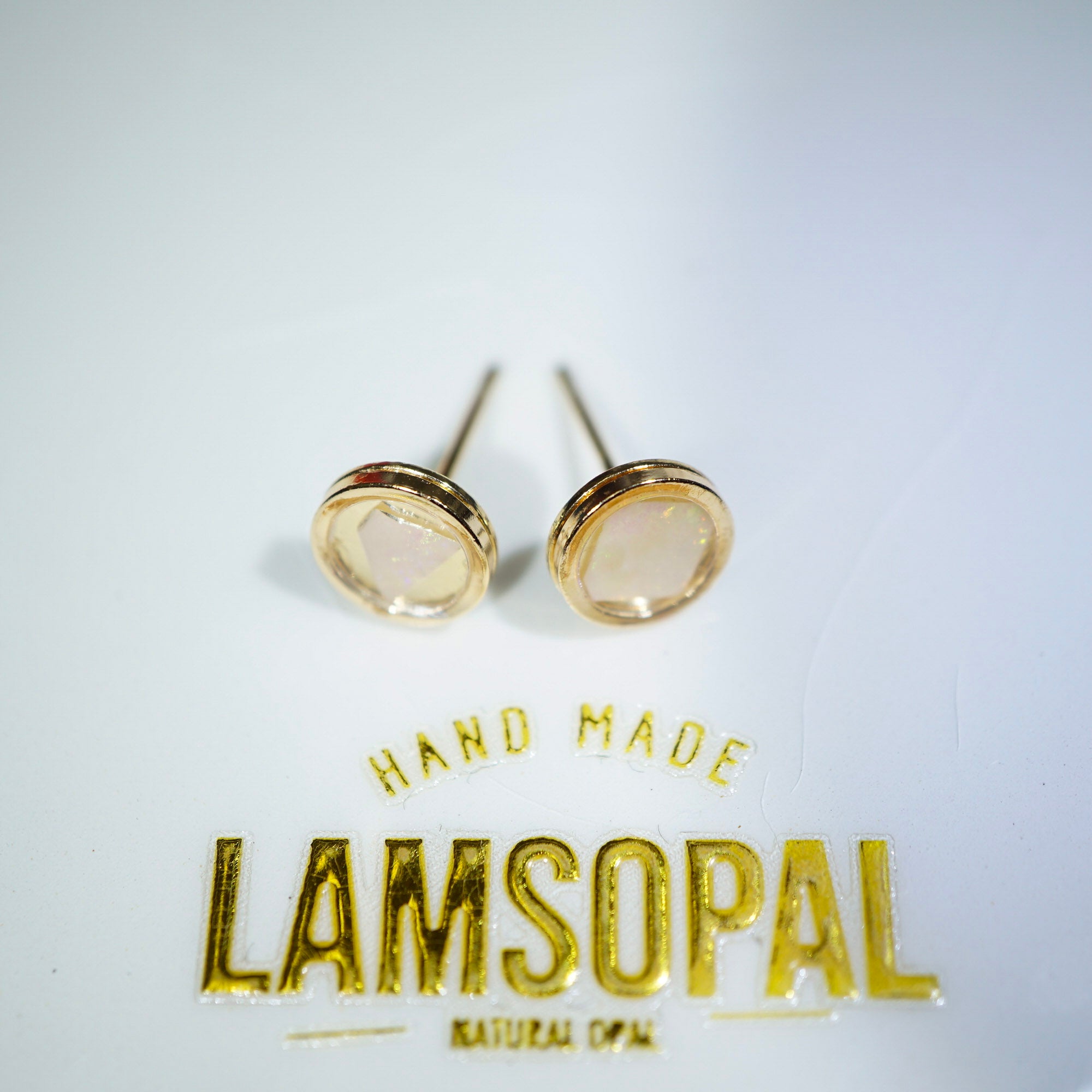 💕Gold Plated Mosaic White Opal Earrings, Mined from Coober Pedy, Australia