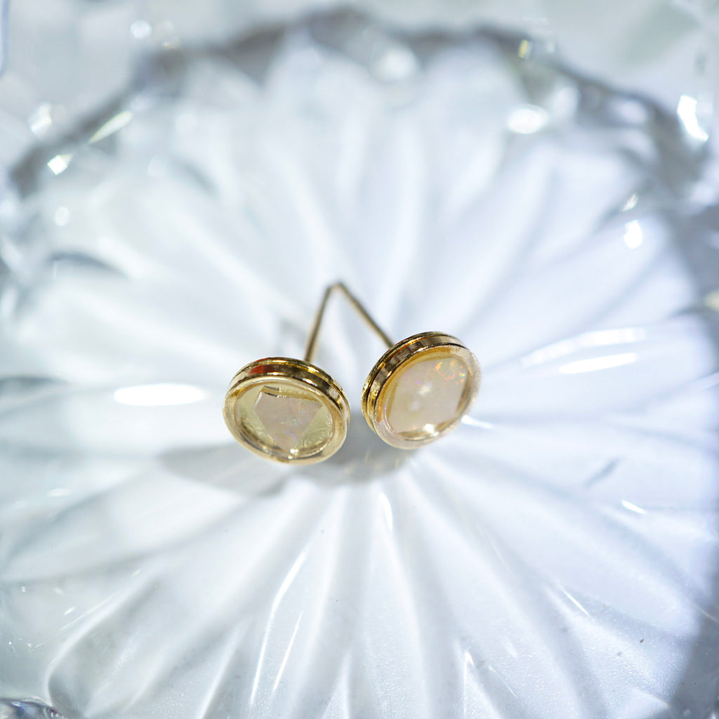 💕Gold Plated Mosaic White Opal Earrings, Mined from Coober Pedy, Australia