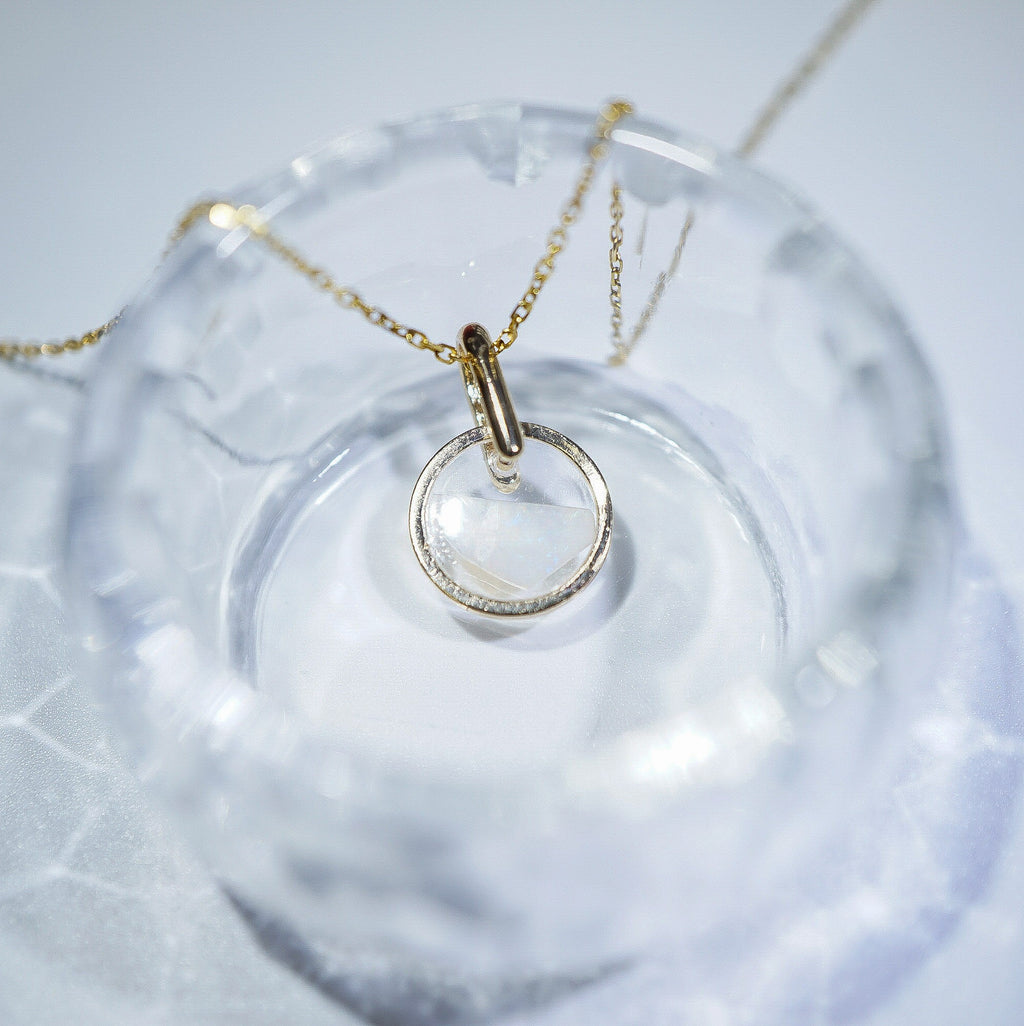 Gold Plated Mosaic White Opal Necklace, Mined from Coober Pedy, Australia