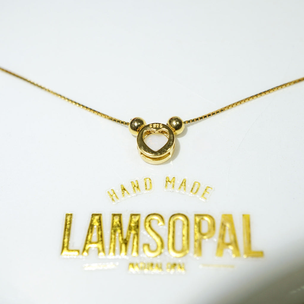 Gold White Opal Necklace, Mined from Coober Pedy, Australia