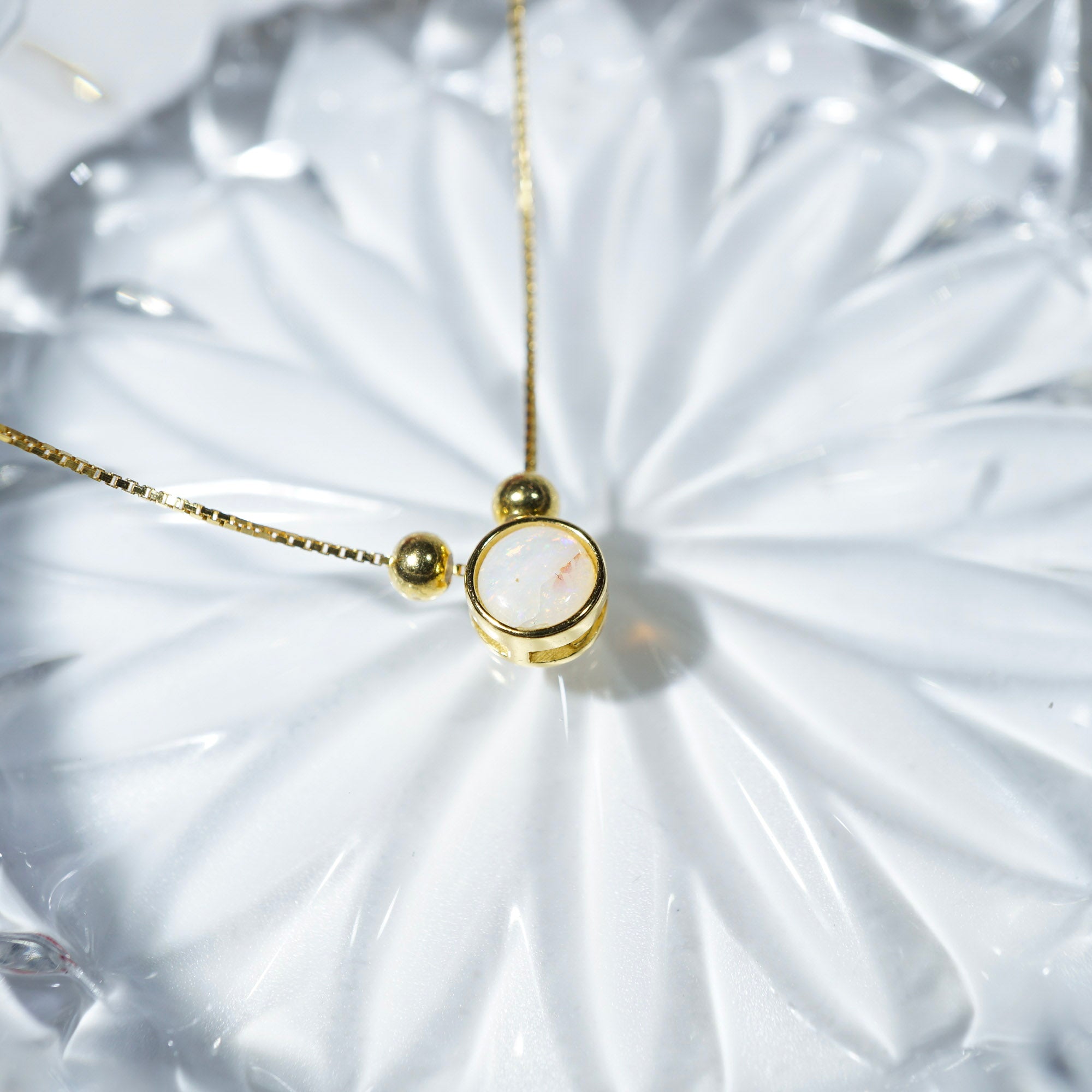 Gold White Opal Necklace, Mined from Coober Pedy, Australia