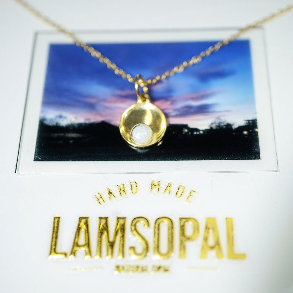 Gold White Opal Pendant , Mined from Coober Pedy, Australia
