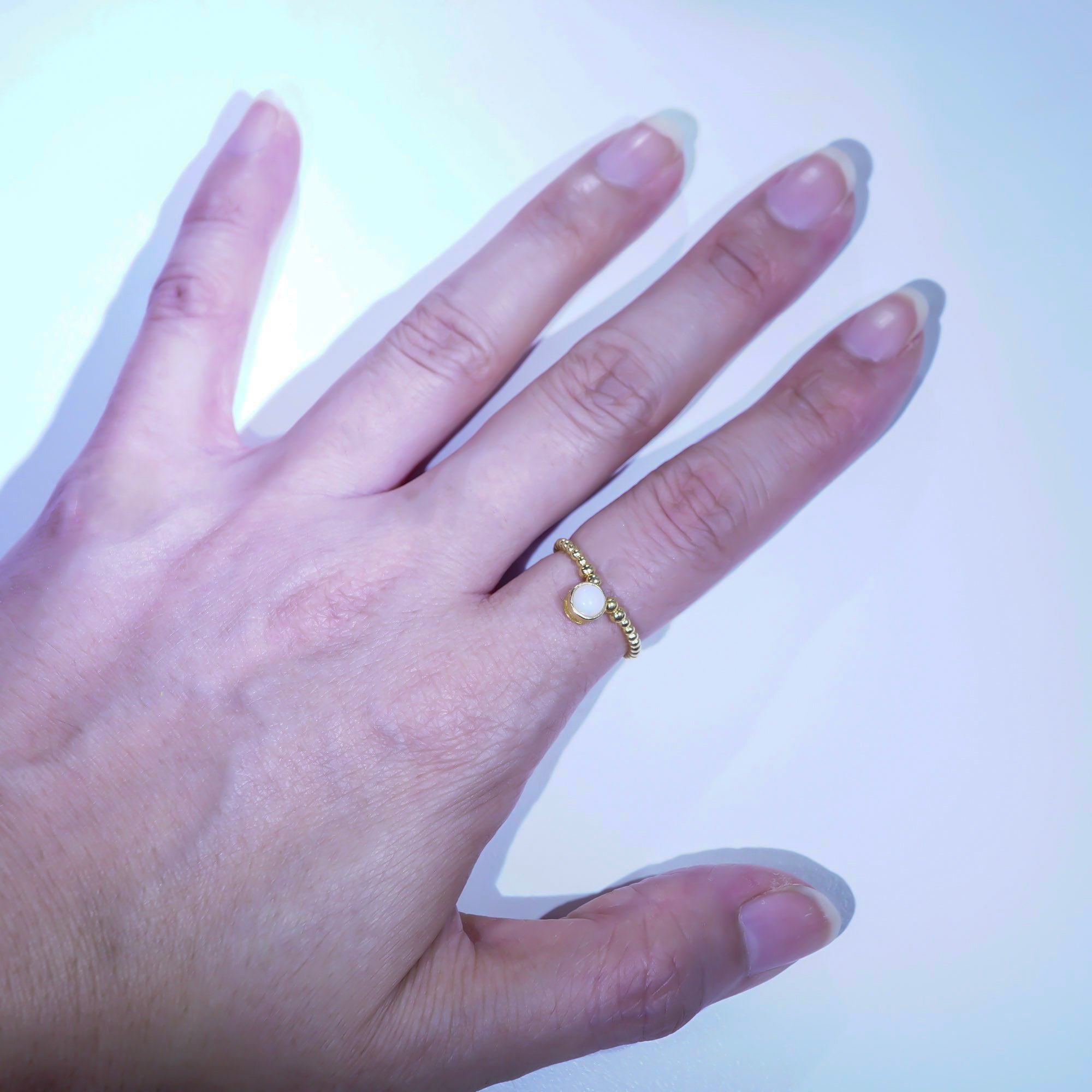 Gold Plated Beads Opal Ring, Mined from Coober Pedy, Australia