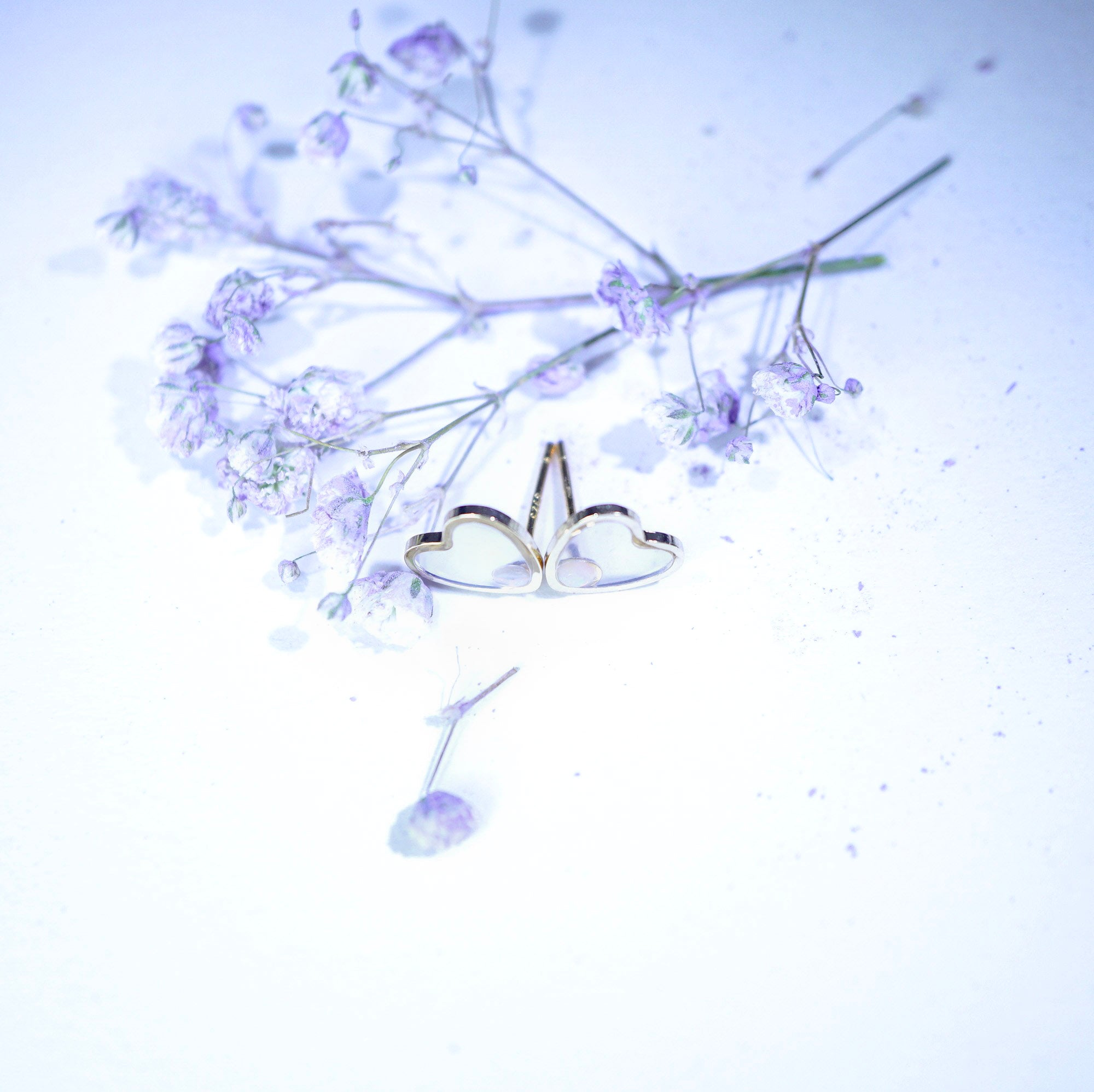 Heart Shaped Firework Opal Earrings, Mined from Coober Pedy, Australia
