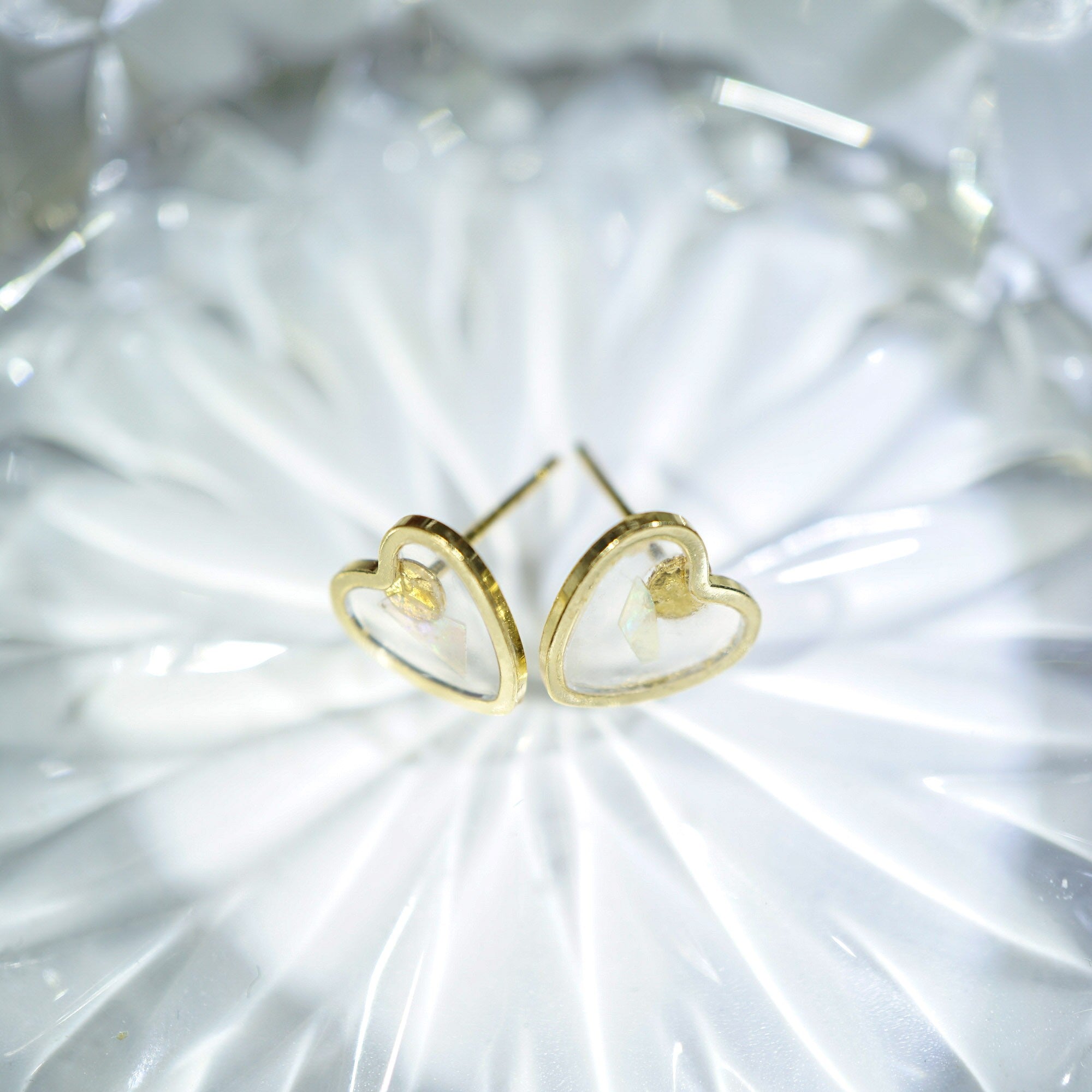 Heart Shaped Mosaic Crystal Opal Earrings&nbsp;, Opal Mined from Coober Pedy, Australia
