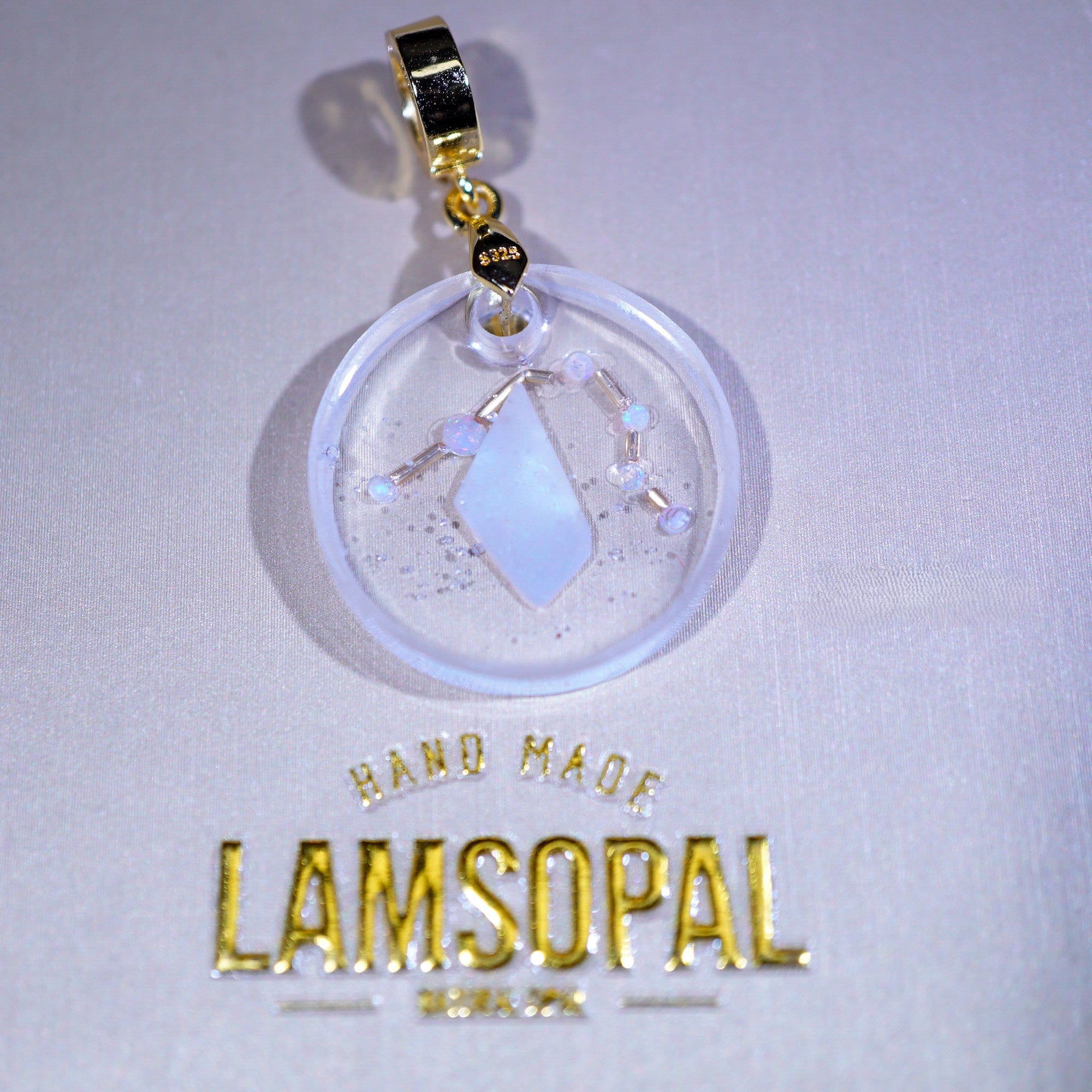 Handmade Astronomy Aquarius Opal Pendant Necklace, Mined from Coober Pedy, Australia