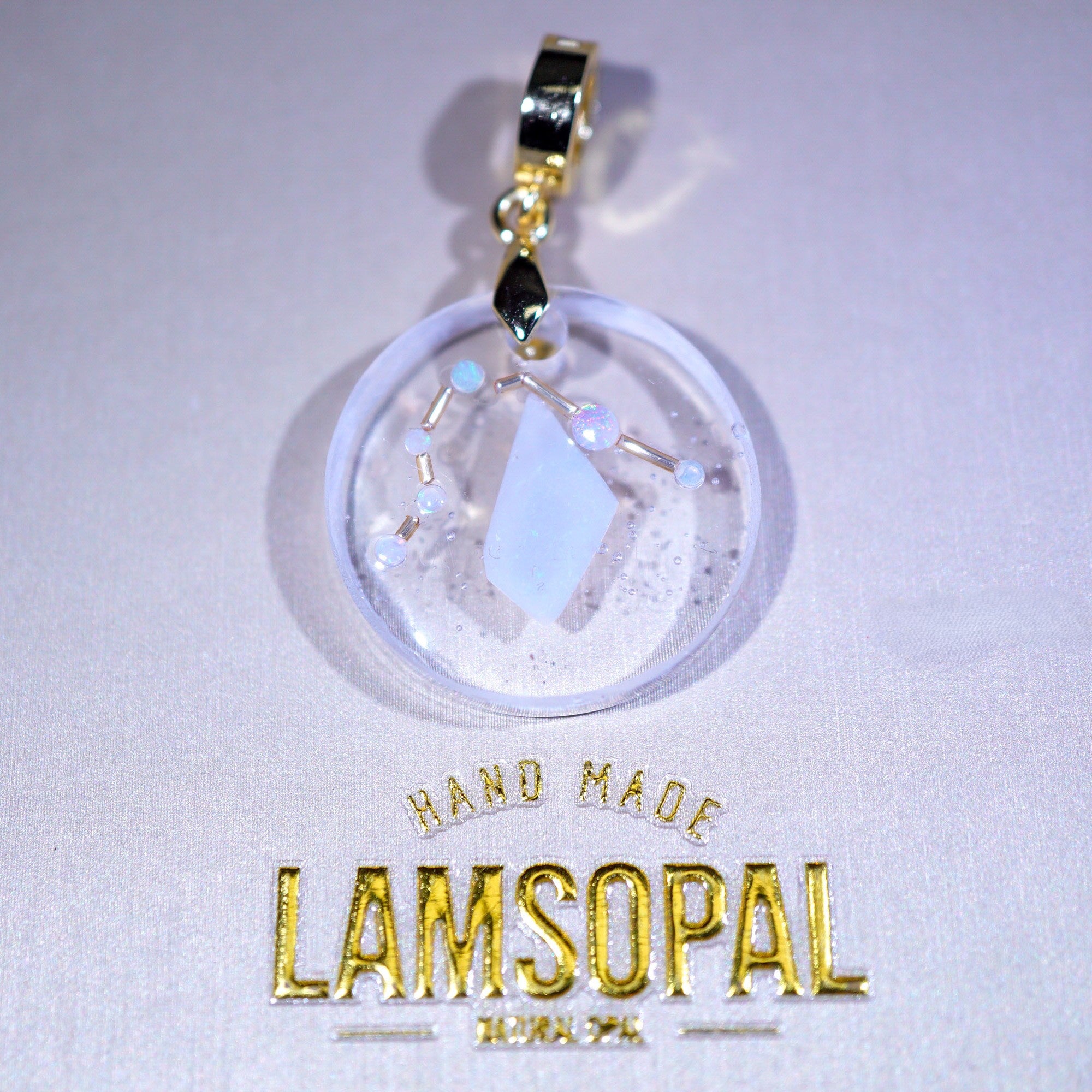 Handmade Astronomy Aquarius Opal Pendant Necklace, Mined from Coober Pedy, Australia