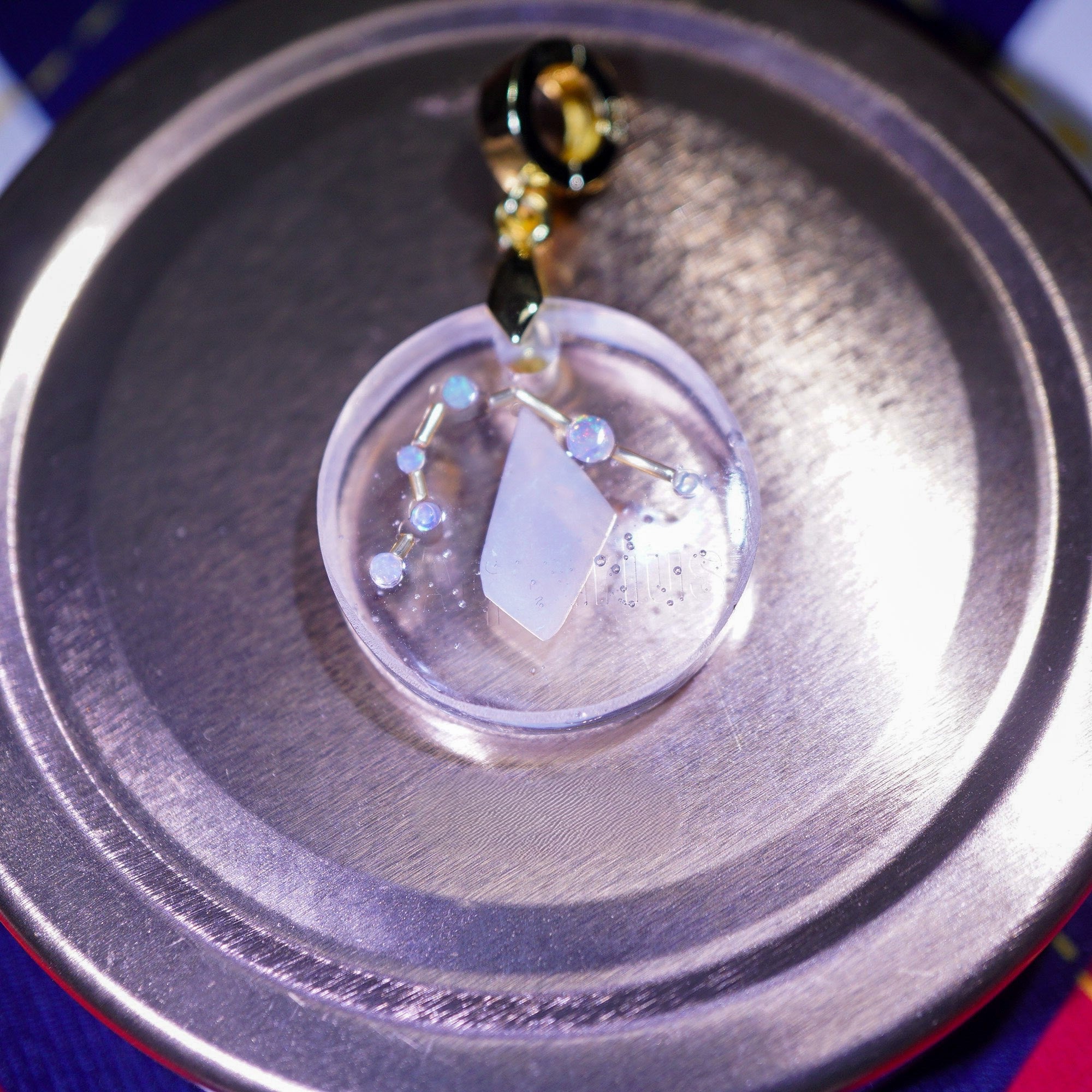 Handmade Astronomy Aquarius Opal Pendant Necklace, Mined from Coober Pedy, Australia