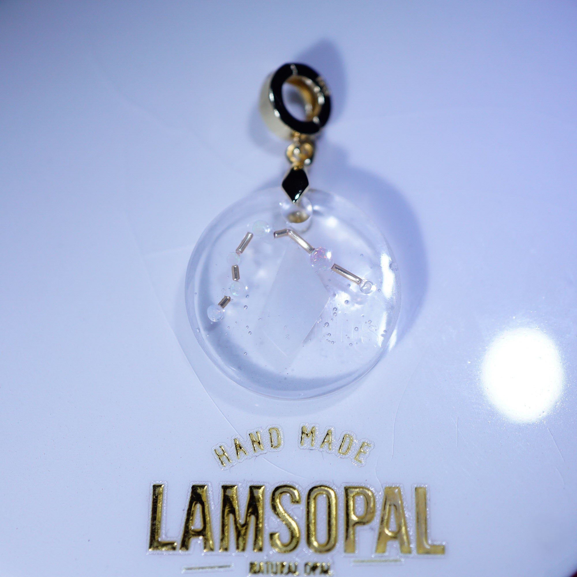Handmade Astronomy Aquarius Opal Pendant Necklace, Mined from Coober Pedy, Australia
