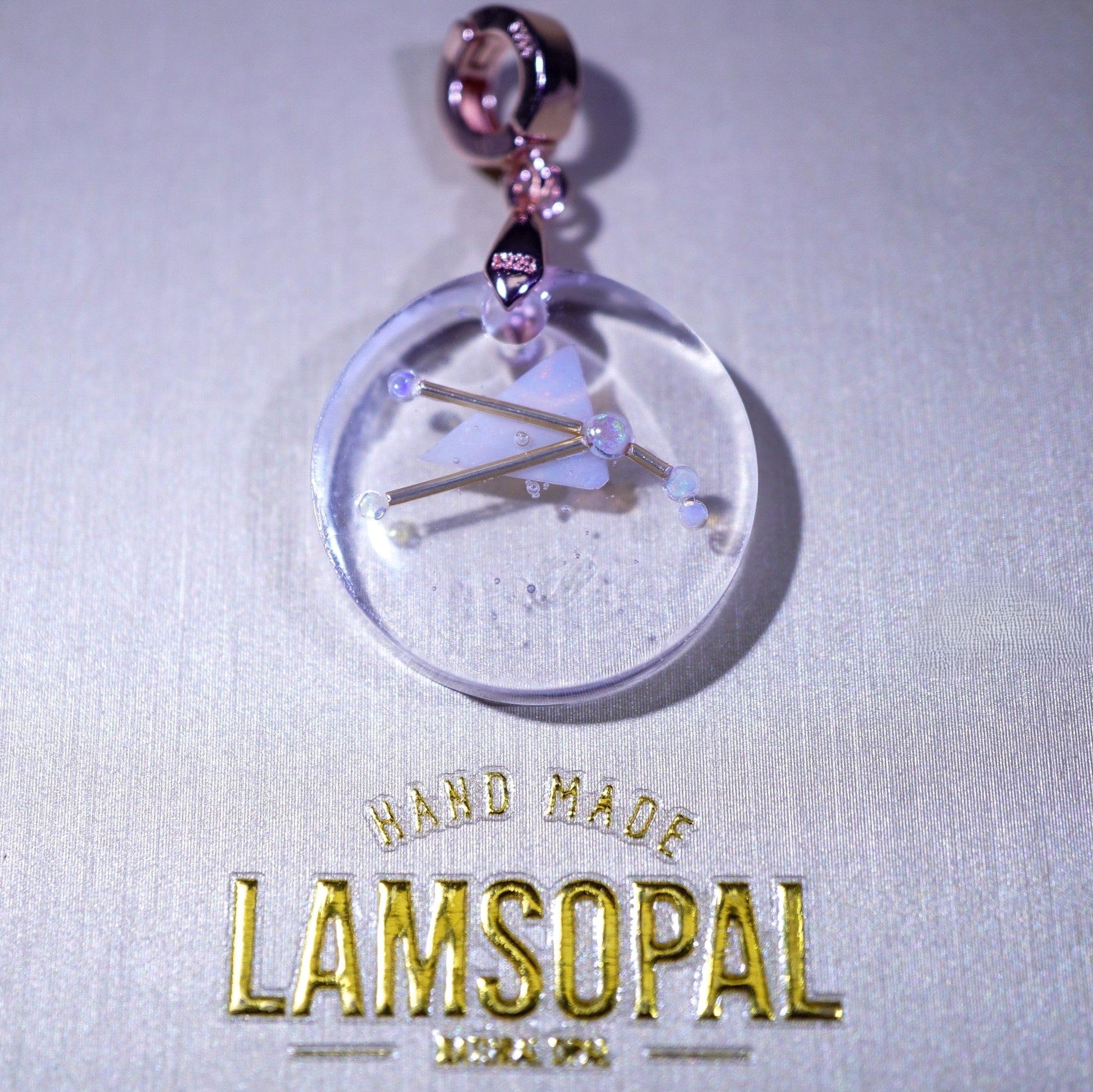 Handmade Astronomy Aries Opal Pendant Necklace, Mined from Coober Pedy, Australia