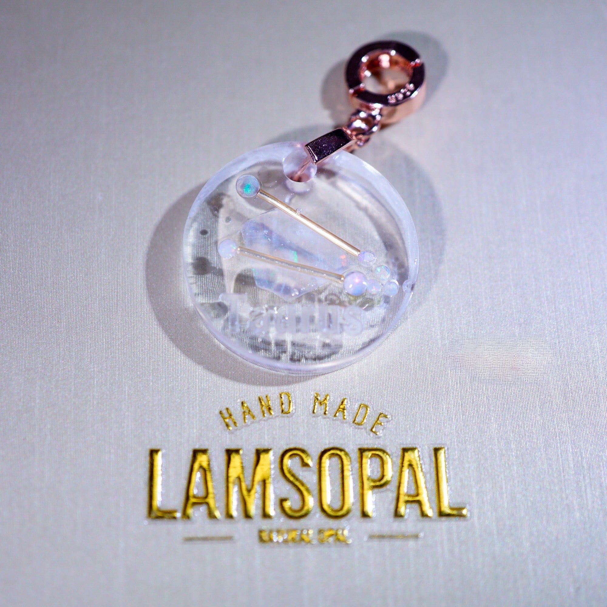 Rose Plated Sterling Silver Taurus Sign Opal Pendant with LamsOpal Jewellery back