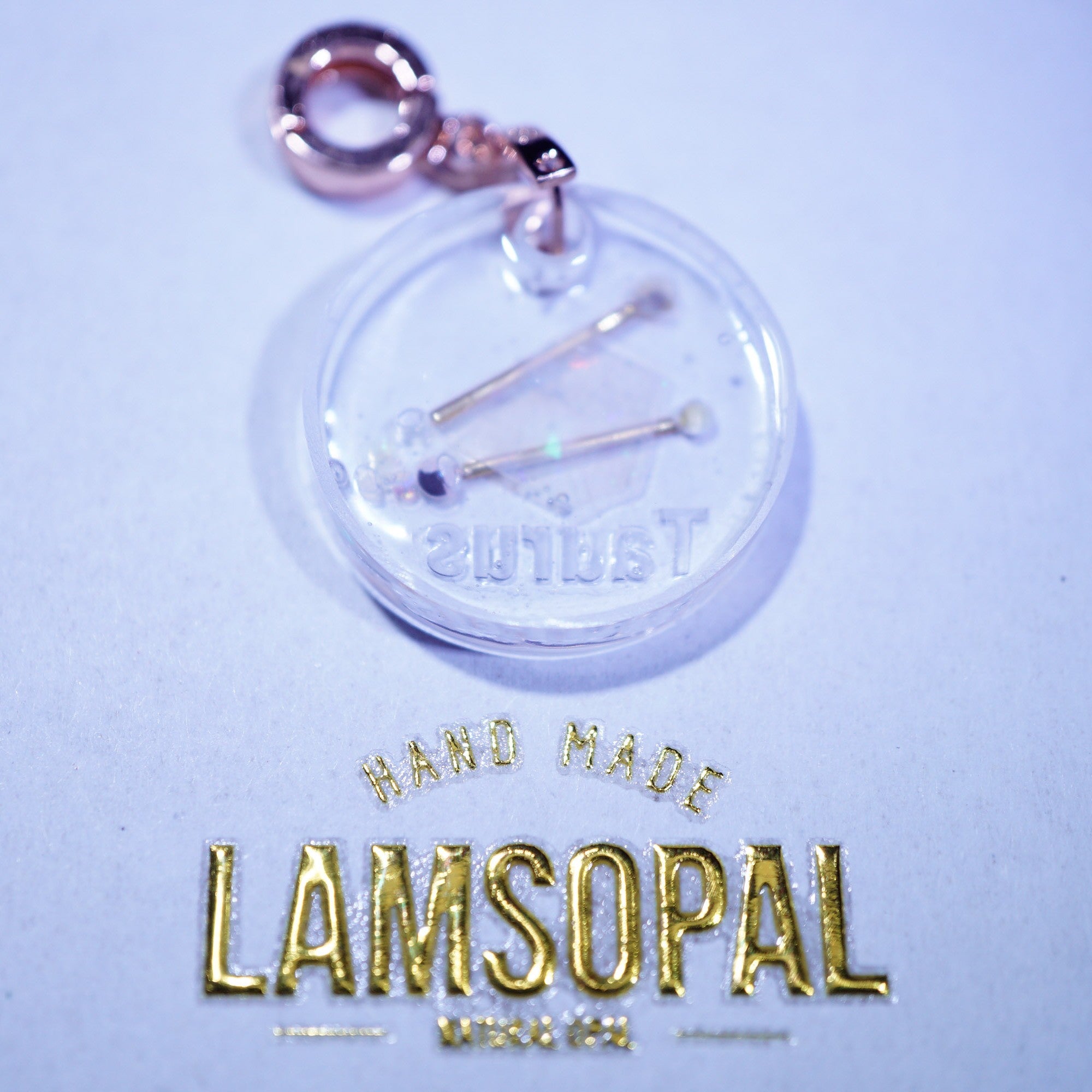 Rose Plated Sterling Silver Taurus Sign Opal Pendant with white background