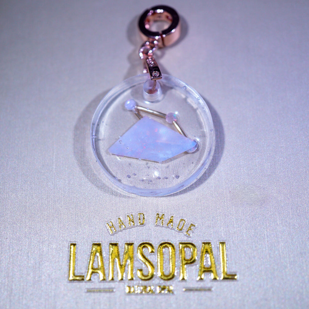 LamsOpal Jewellery Astronomy Collection Opal Virgo Pendant on Gold Background
