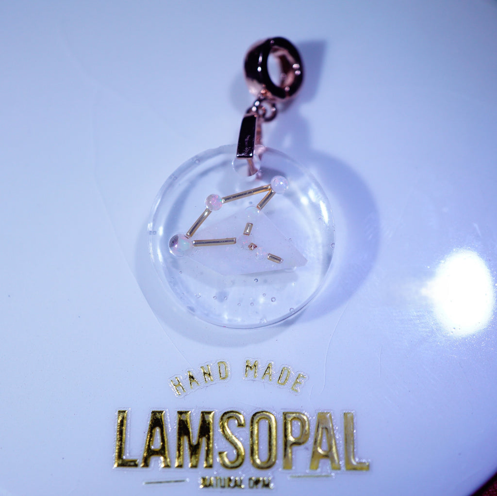 LamsOpal Jewellery Astronomy Collection Opal Virgo Pendant on White Plate