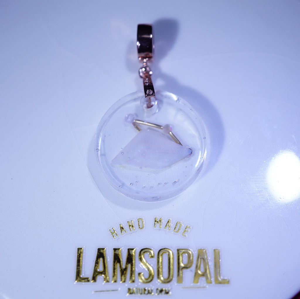 LamsOpal Jewellery Astronomy Collection Opal Virgo Pendant on White Plate