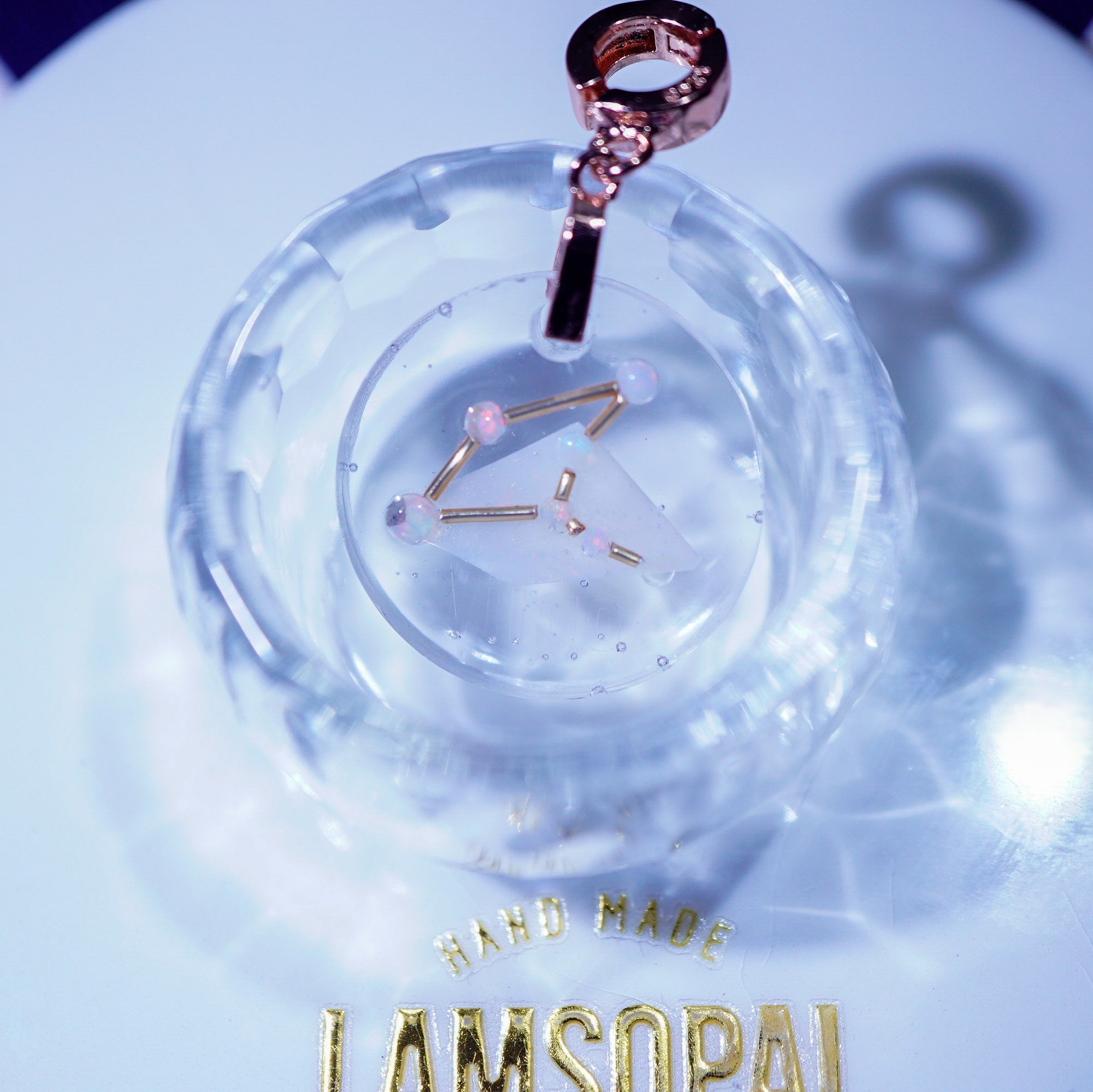 LamsOpal Jewellery Astronomy Collection Opal Virgo Pendant on White Plate