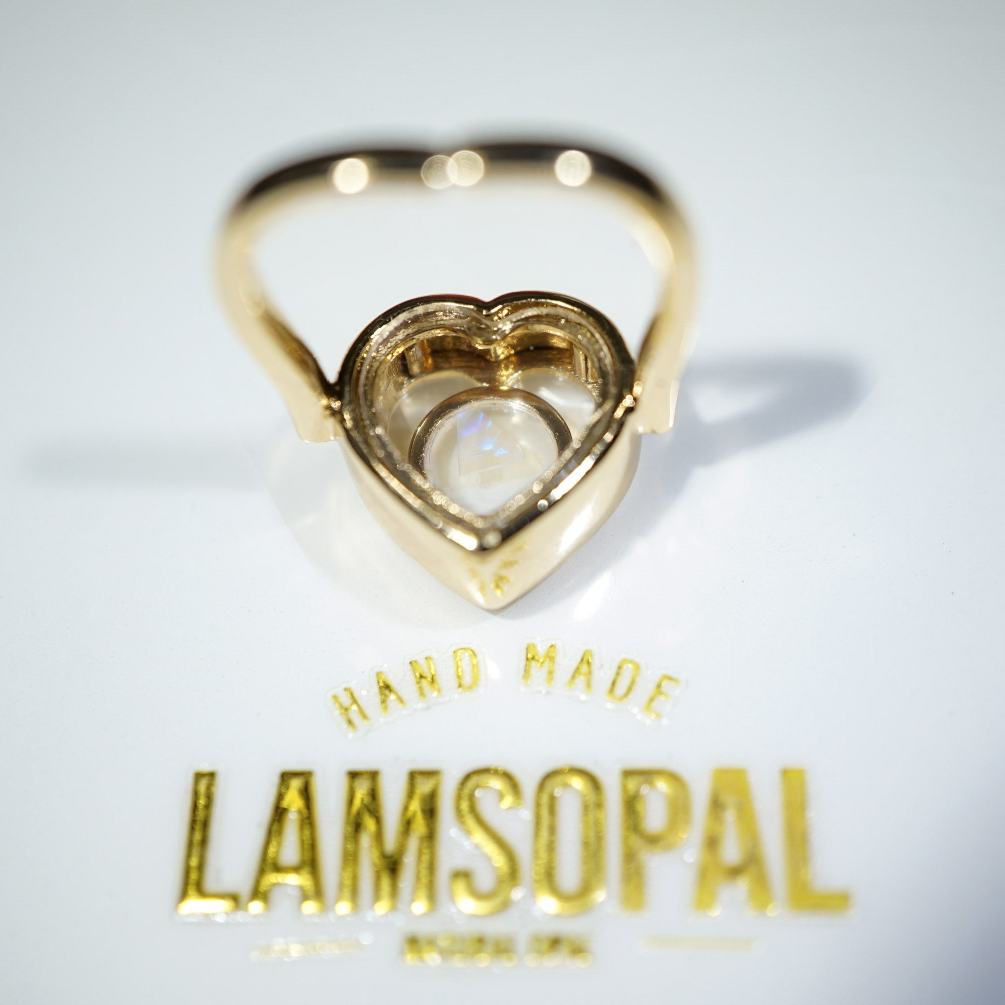 Mosaic Opal Gold Heart Shaped Ring, Mined from Coober Pedy, Australia