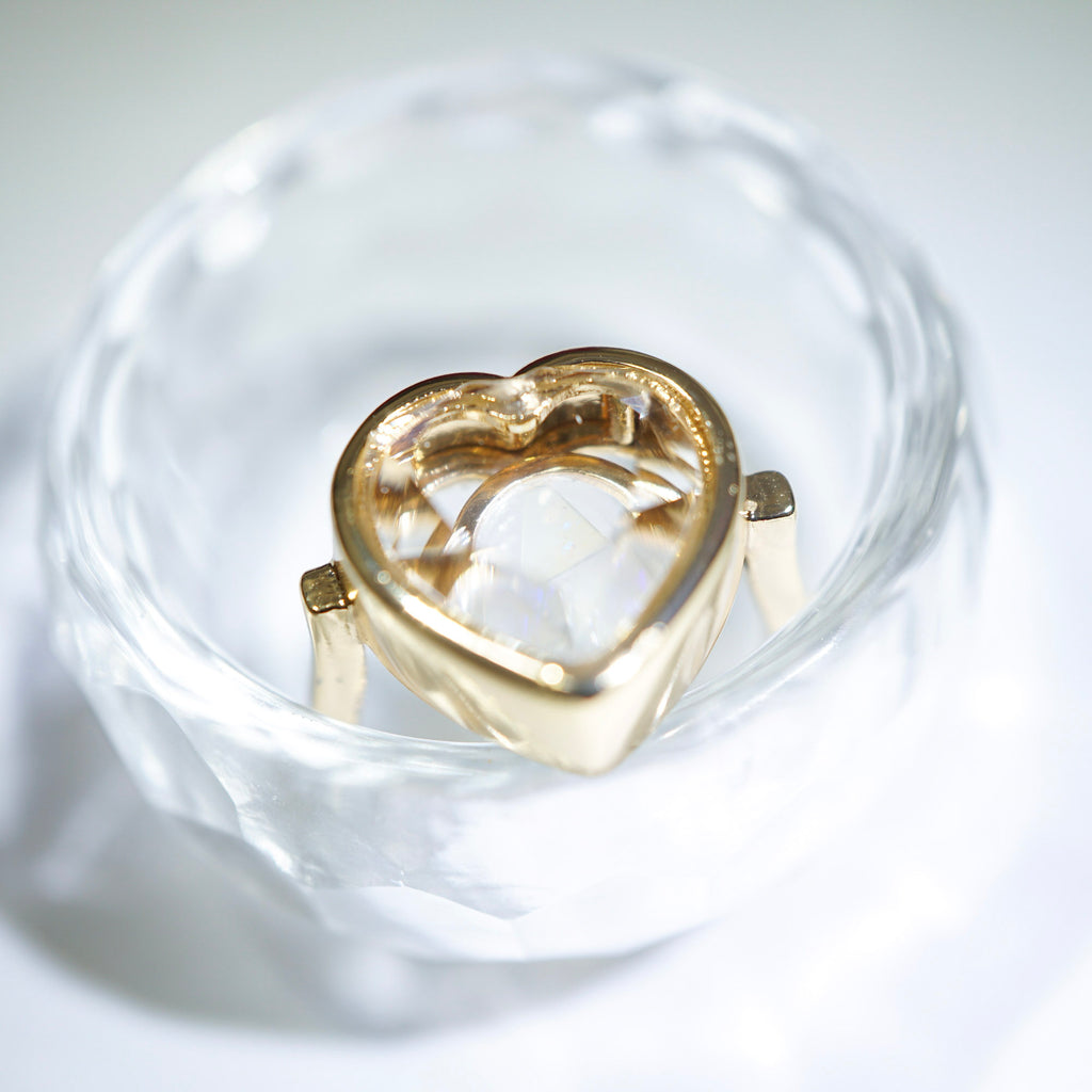 Mosaic Opal Gold Heart Shaped Ring, Mined from Coober Pedy, Australia