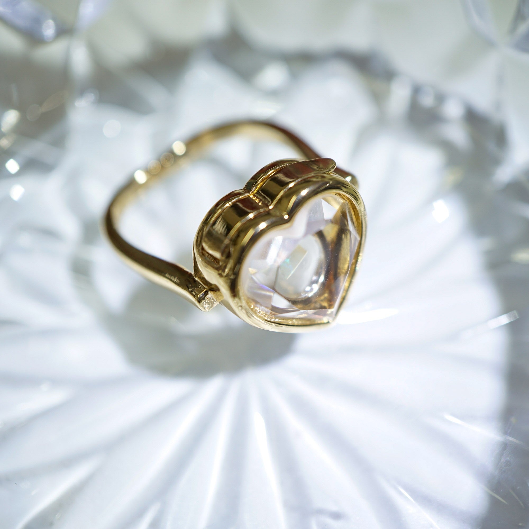 Mosaic Opal Gold Heart Shaped Ring, Mined from Coober Pedy, Australia