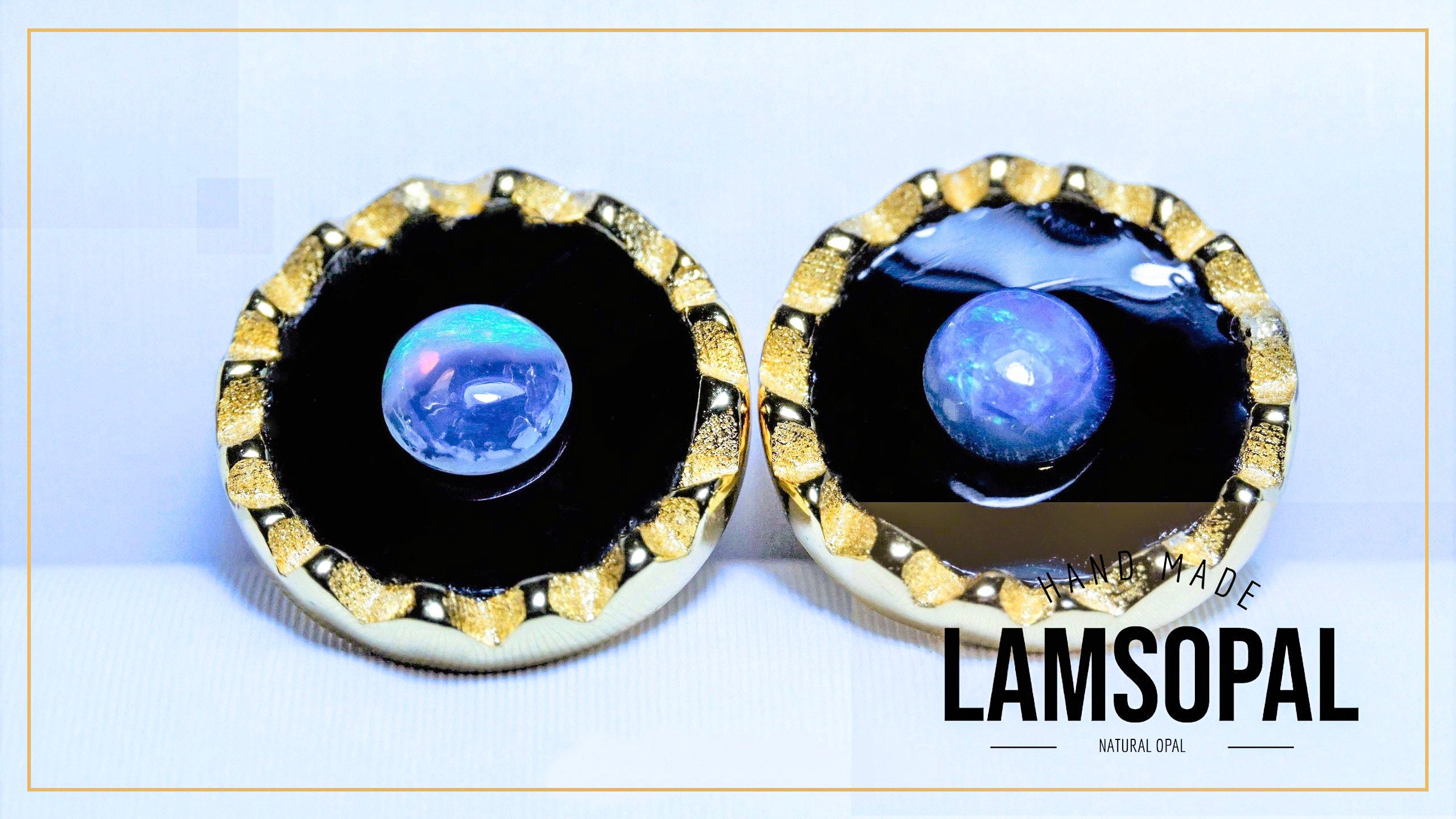 MultiColorsRoundGalaxyOpalGoldEarringsLamsOpal