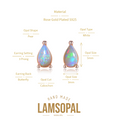 Opal earrings with detailed specifications on a white background, featuring the brand 'LAMSOPAL Jewellery'.