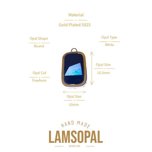 LAMSOPAL opal pendant with specifications on a white background