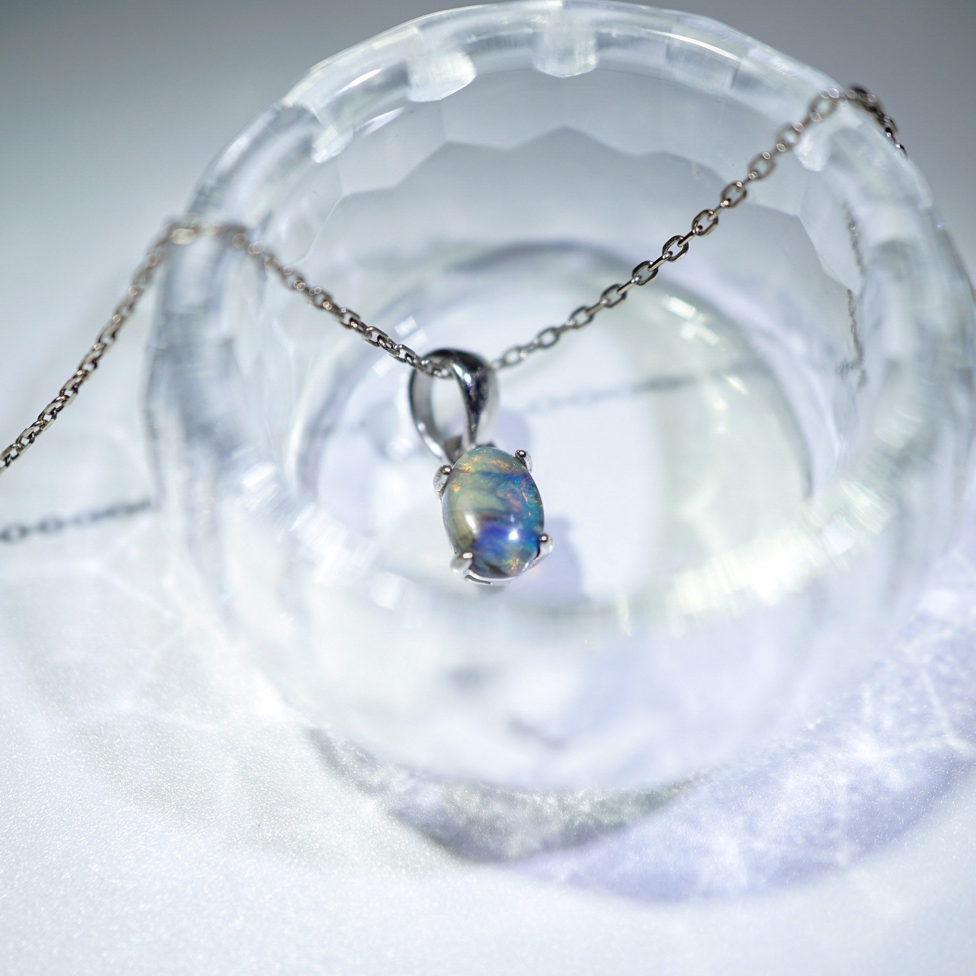 Oval Crystal Opal Sterling Silver Pendant,&nbsp; Mined from Coober Pedy, Australia