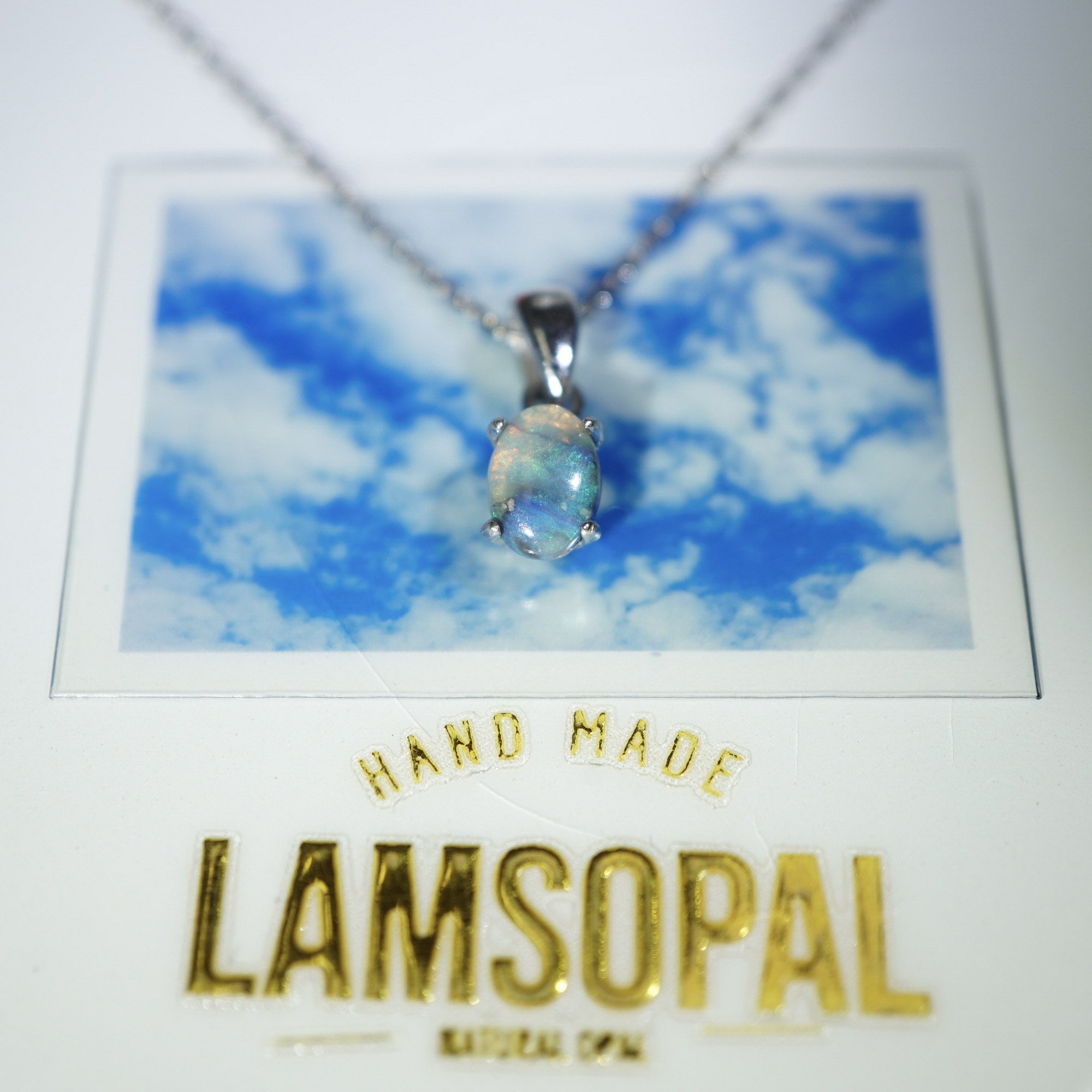 Oval Crystal Opal Sterling Silver Pendant,&nbsp; Mined from Coober Pedy, Australia