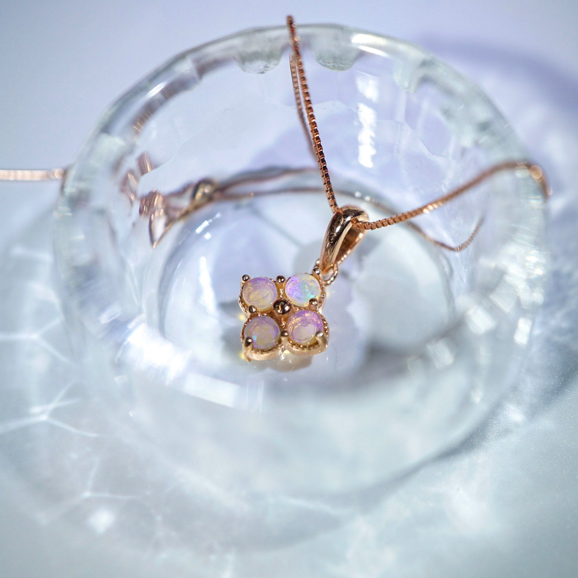 Rose Gold Crystal Four Opals Bracelet, Mined from Coober Pedy, Australia