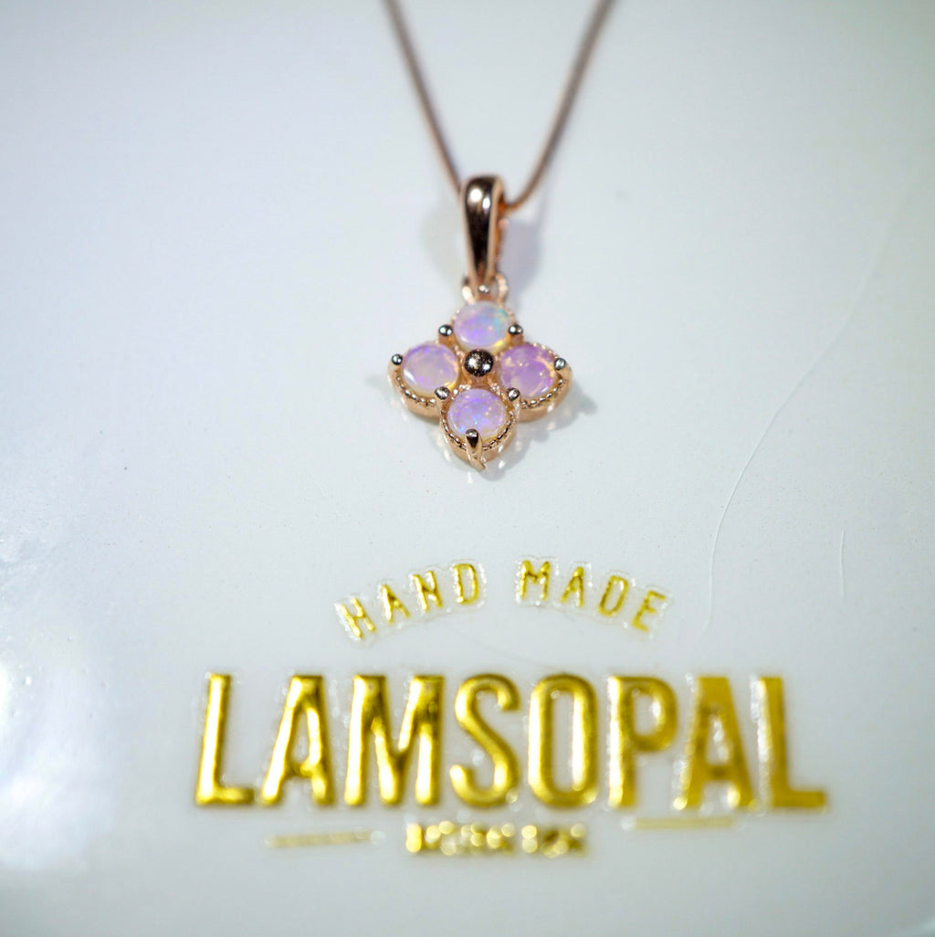 Rose Gold Crystal Four Opals Bracelet, Mined from Coober Pedy, Australia