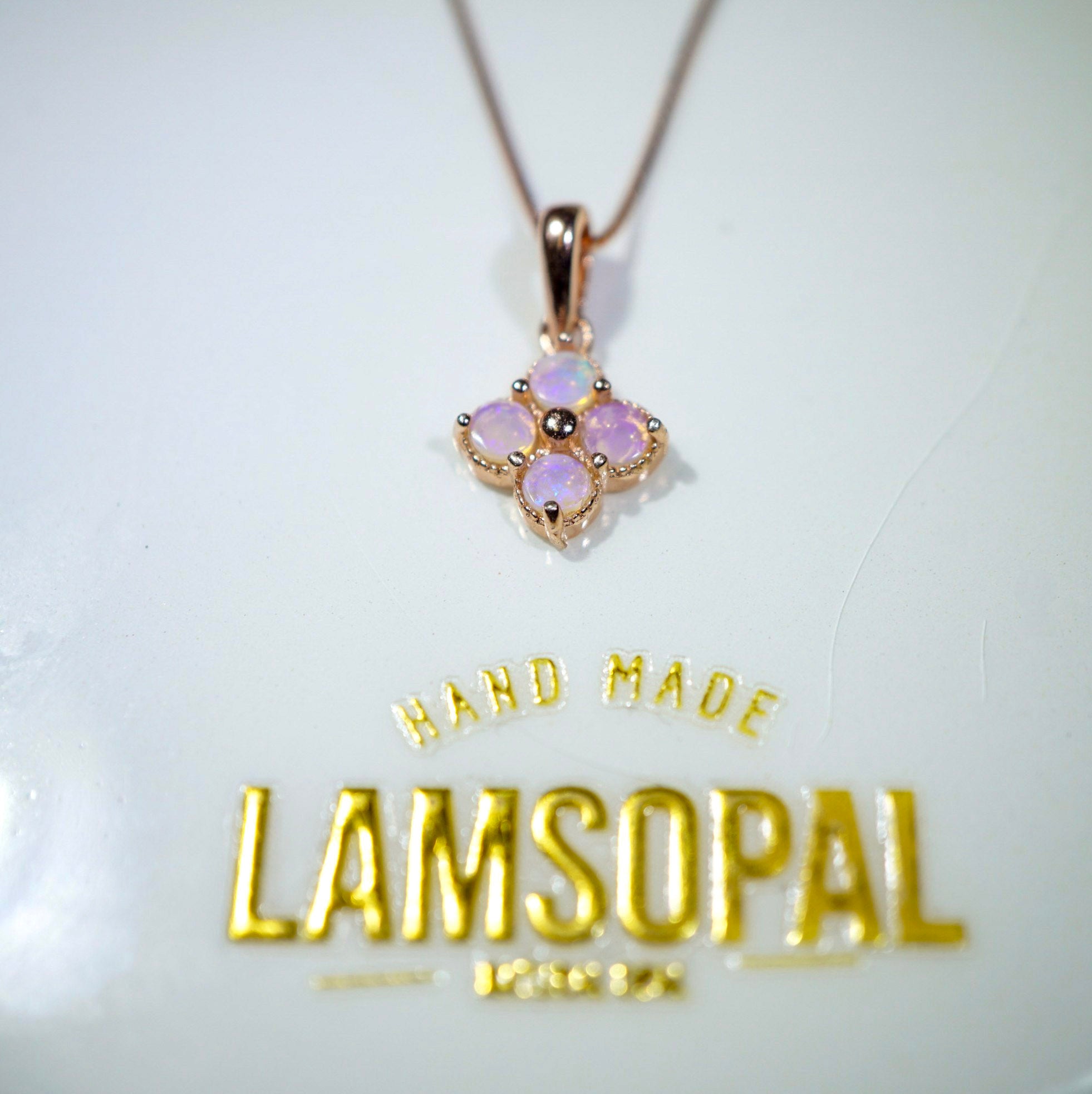 Rose Gold Crystal Four Opals Bracelet, Mined from Coober Pedy, Australia