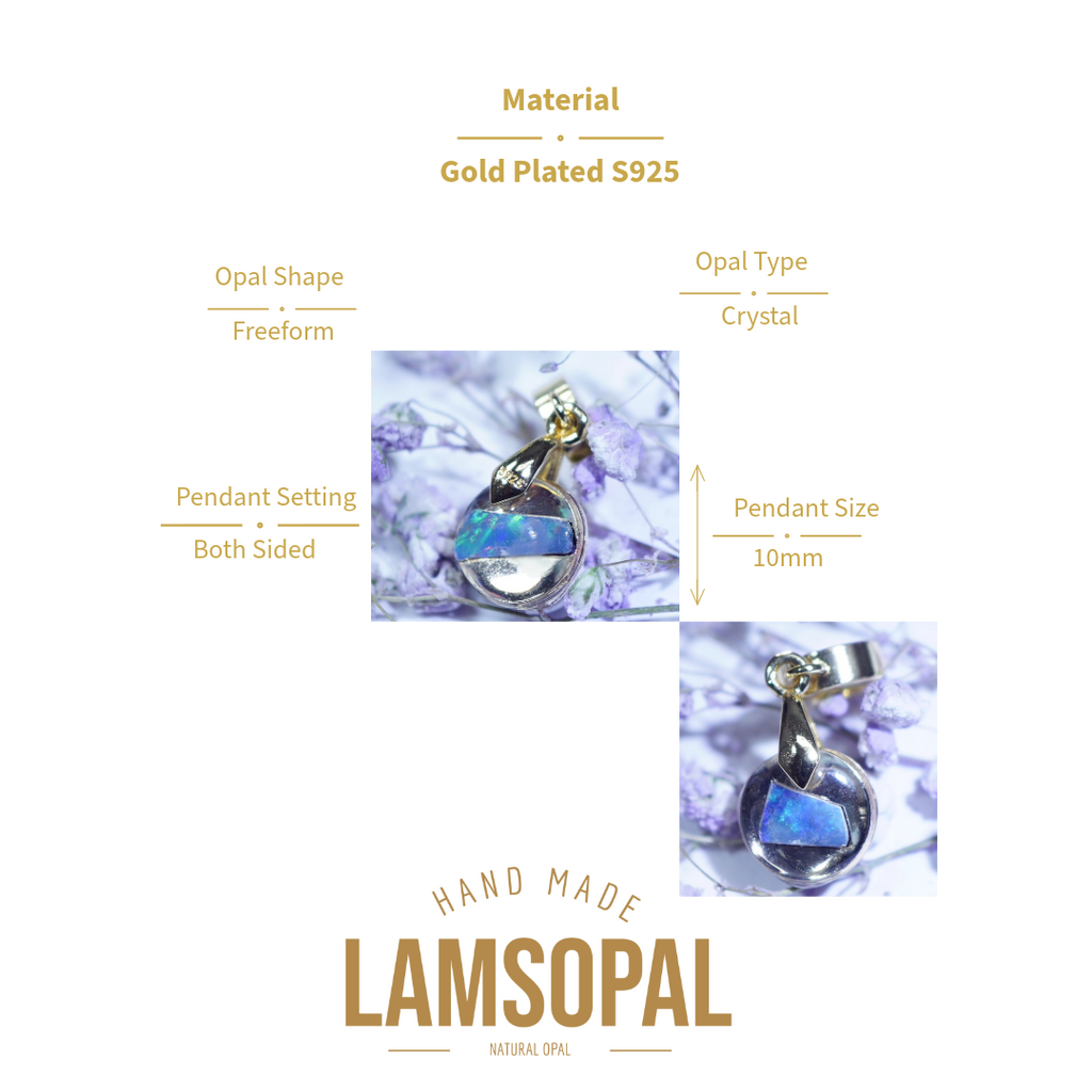 LAMSOPAL opal pendant with product details on a white background