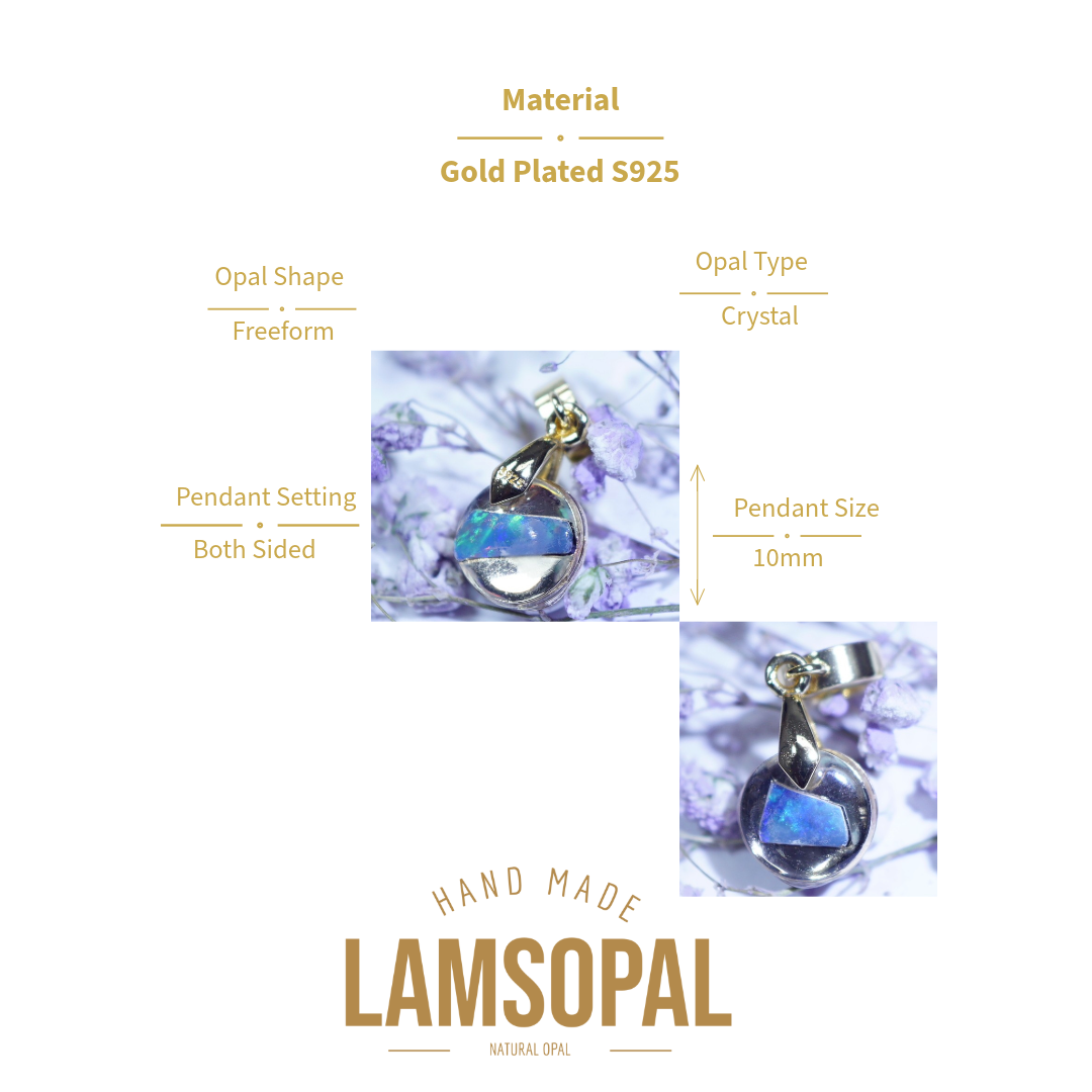 LAMSOPAL opal pendant with product details on a white background