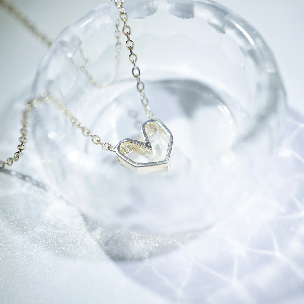 White Opal Heart Necklace, Opal Mined from Coober Pedy, Australia