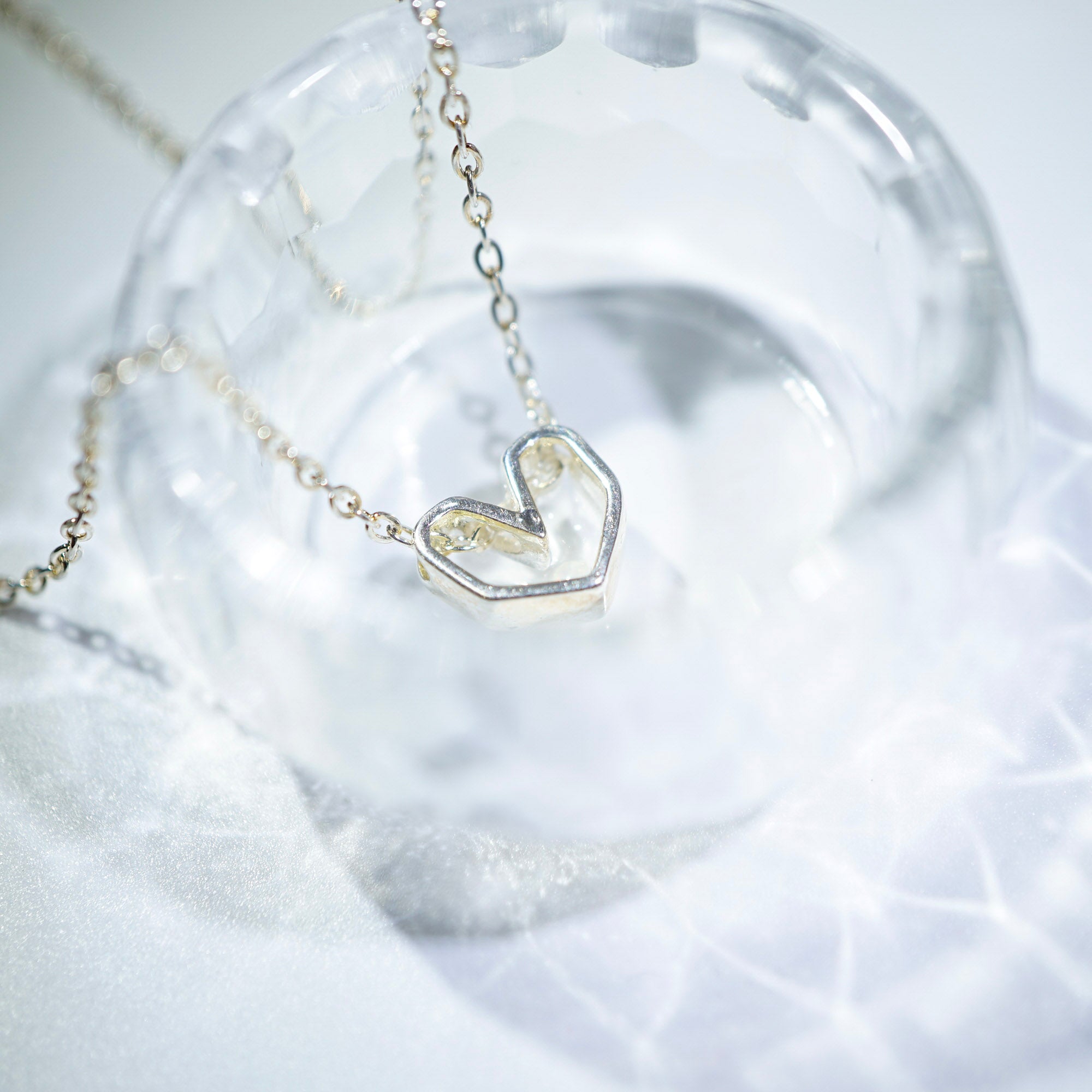White Opal Heart Necklace, Opal Mined from Coober Pedy, Australia